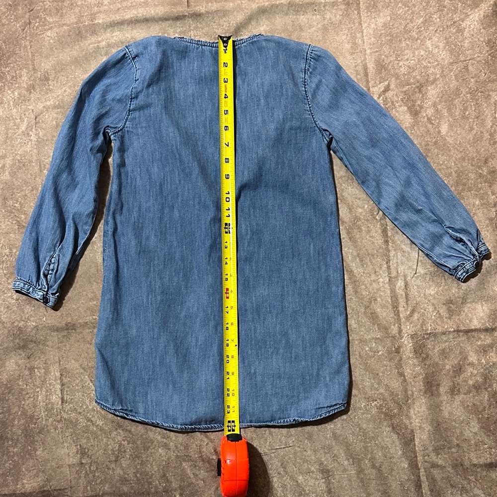 GAP Girl’s Long Sleeve Jean Dress Ruffle Button Down Size Small - Picture 7 of 9